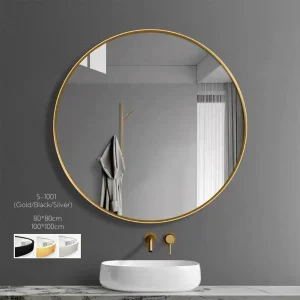 Framed round mirror